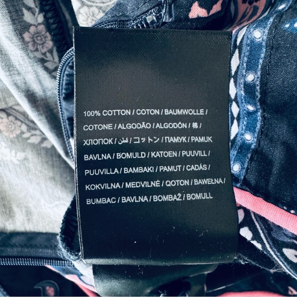 NEW Farm Rio Printed Cotton Poplin Crochet Trim Jumpsuit Navy Medium - Picture 10 of 12